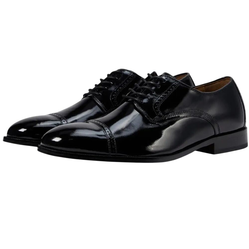 Johnston & Murphy Mens Bradford Oxford Shoes US 13 EEE Black Patent Leather NWOB